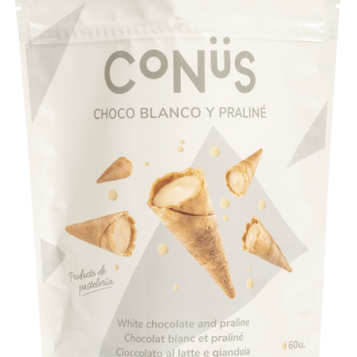 Chocolate blanco y praliné. Pack de 60u.